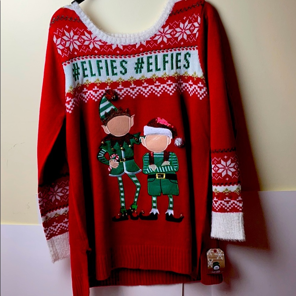 New - Elfies Ugly Christmas Sweater Women's Plus Size
